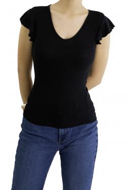 T shirt con volant e scollo a V Only